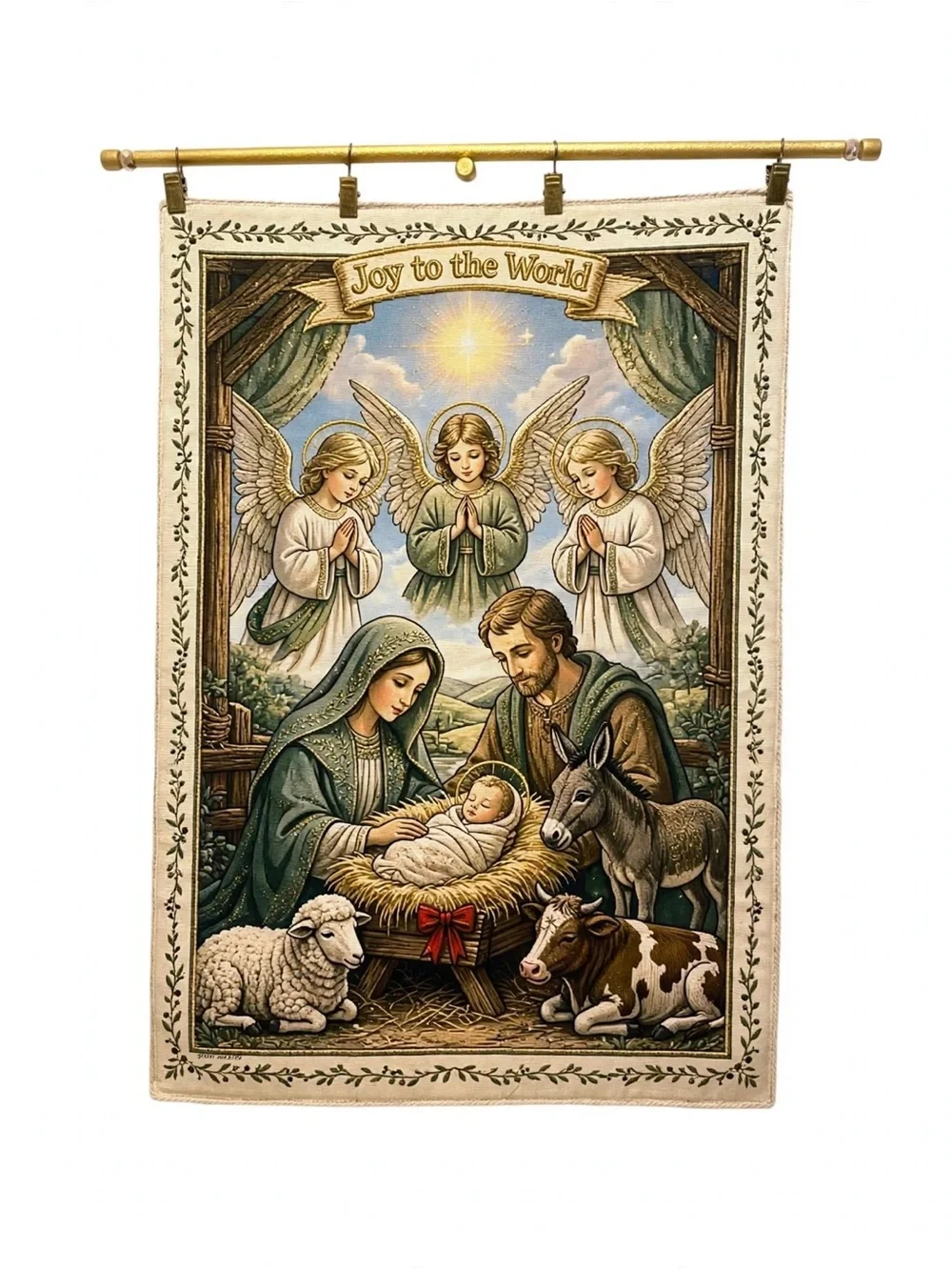 Nativity Scene Tapestry. Handmade on cotton of my original Digital Art.  12”x17”